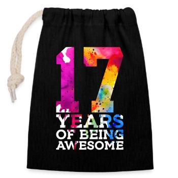 17 YEARS OF BEING AWESOME 17TH BIRTHDAY - Closable cotton gift bag (14x20cm) - black - Front