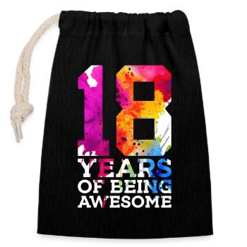 18 ANS D’ÊTRE GÉNIAL 18E ANNIVERSAIRE - Sac cadeau en coton avec cordon (14 x 20 cm) - noir - Devant
