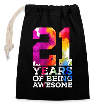 21 YEARS OF BEING AWESOME 21. GEBURTSTAG - Verschließbarer Geschenkbeutel aus Baumwolle (14x20cm) - Schwarz - Vorne