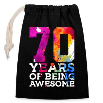 70 ANS D’EXCELLENCE 70E ANNIVERSAIRE - Sac cadeau en coton avec cordon (14 x 20 cm) - noir - Devant