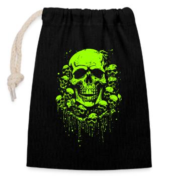 Les crânes verts visqueux abondent - Sac cadeau en coton avec cordon (14 x 20 cm) - noir - Devant