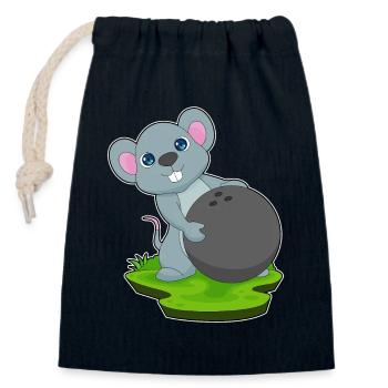Mouse Bowling Bowling Ball Sport - Closable cotton gift bag (14x20cm) - navy - Front