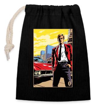 Popart Cartoon Dream Époux M. Bel Homme - Sac cadeau en coton avec cordon (14 x 20 cm) - noir - Devant
