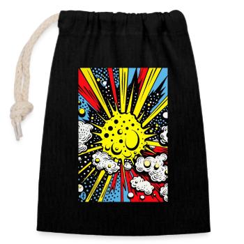 Pop Art Cartoon Blast Boom - Closable cotton gift bag (14x20cm) - black - Front