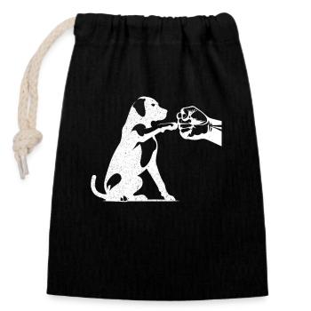 Hund Faust Hundebesitzer Hundemama Hundepapa - Verschließbarer Geschenkbeutel aus Baumwolle (14x20cm) - Schwarz - Vorne