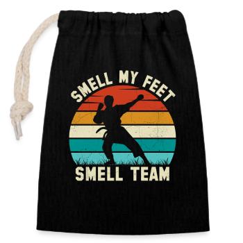 Smell my feet Smell Team - Closable cotton gift bag (14x20cm) - black - Front