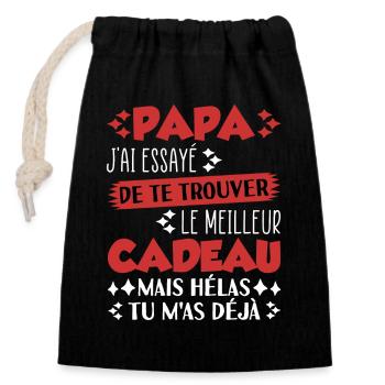 Papa Cadeau Anniversaire Noël Fête Des Pères - Sac cadeau en coton avec cordon (14 x 20 cm) - noir - Devant