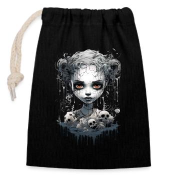 Gothic Girl Halloween Fantasy Dark - Closable cotton gift bag (14x20cm) - black - Front