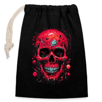 Bloody Skull Biomechanics Abstract Art - Closable cotton gift bag (14x20cm) - black - Front
