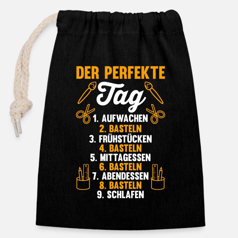 Bastler Basteln - Verschließbarer Geschenkbeutel aus Baumwolle (14x20cm) - Schwarz