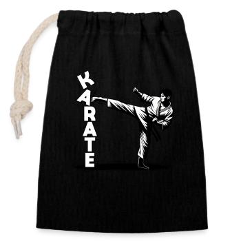 Karaté Karaté Combattant Arts Martiaux Shotokan - Sac cadeau en coton avec cordon (14 x 20 cm) - noir - Devant