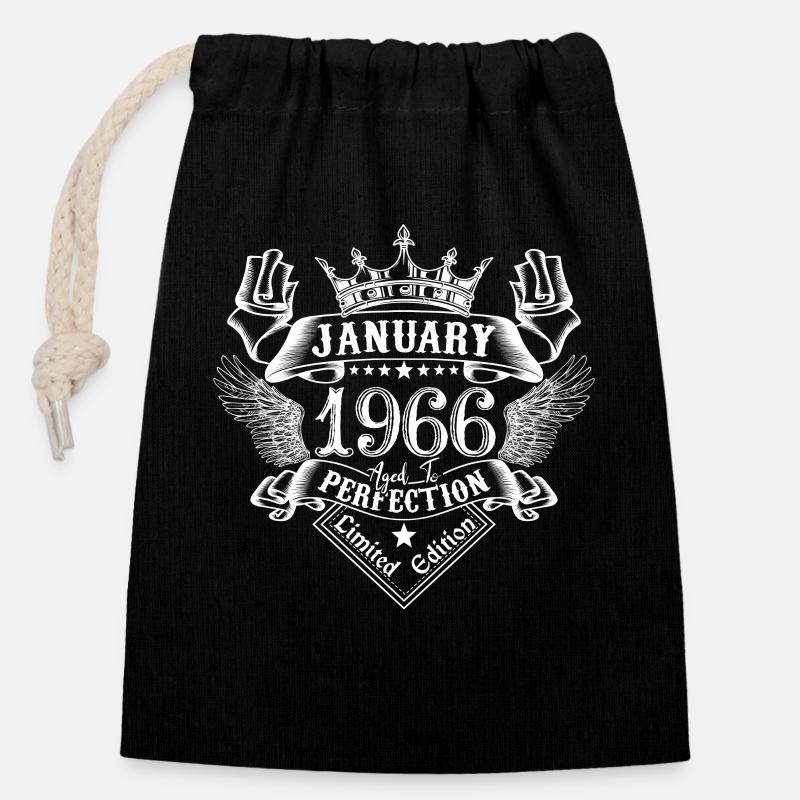 January 1966 | January 1966 Anniversary 1966 - Closable cotton gift bag (14x20cm) - black