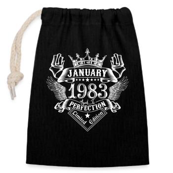 January 1983 | January 1983 Anniversary 1983 - Closable cotton gift bag (14x20cm) - black - Front