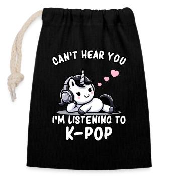 K-Pop KPop Korean Music Unicorn - Closable cotton gift bag (14x20cm) - black - Front