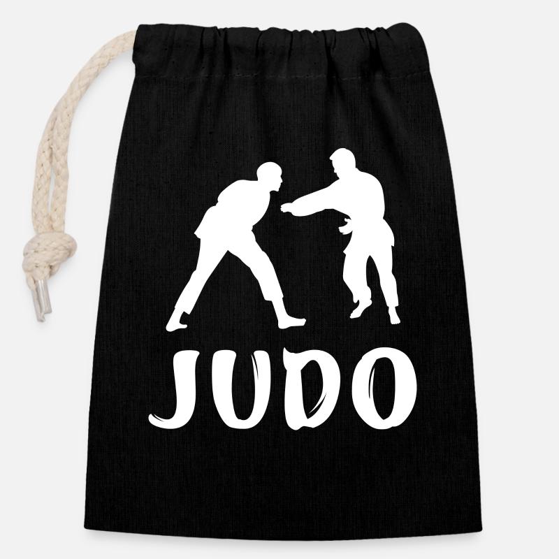 Judo - Verschließbarer Geschenkbeutel aus Baumwolle (14x20cm) - Schwarz