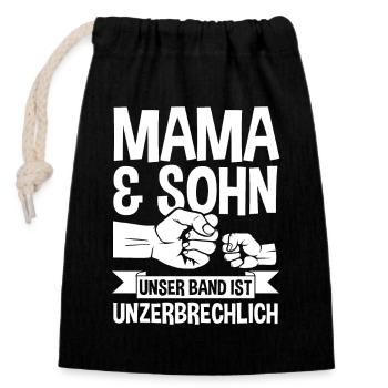 Mutter Muttertag Mama und Sohn - Verschließbarer Geschenkbeutel aus Baumwolle (14x20cm) - Schwarz - Vorne