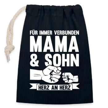 Mutter Muttertag Mama und Sohn - Verschließbarer Geschenkbeutel aus Baumwolle (14x20cm) - Navy - Vorne