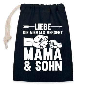 Mutter Muttertag Mama und Sohn - Verschließbarer Geschenkbeutel aus Baumwolle (14x20cm) - Navy - Vorne