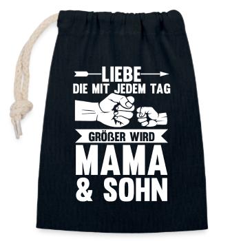 Mutter Muttertag Mama und Sohn - Verschließbarer Geschenkbeutel aus Baumwolle (14x20cm) - Navy - Vorne