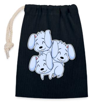 Bunny Motif - Closable cotton gift bag (14x20cm) - navy - Front