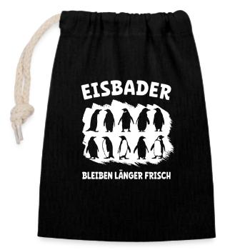 Eisbader lieben Eisbaden - Winterbaden Kältebad - Verschließbarer Geschenkbeutel aus Baumwolle (14x20cm) - Schwarz - Vorne