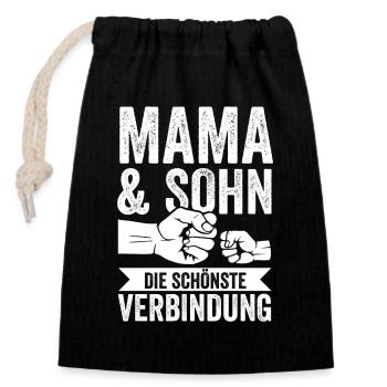 Mutter Muttertag Mama und Sohn - Verschließbarer Geschenkbeutel aus Baumwolle (14x20cm) - Schwarz - Vorne