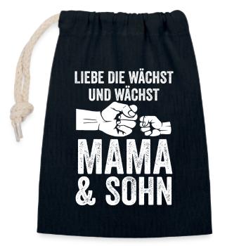 Mutter Muttertag Mama und Sohn - Verschließbarer Geschenkbeutel aus Baumwolle (14x20cm) - Navy - Vorne