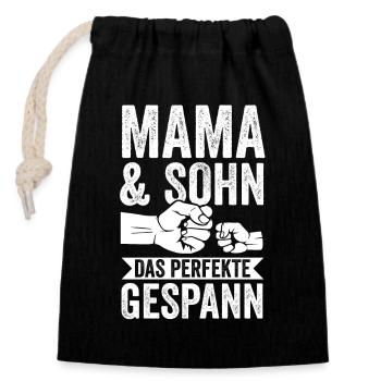 Mutter Muttertag Mama und Sohn - Verschließbarer Geschenkbeutel aus Baumwolle (14x20cm) - Schwarz - Vorne