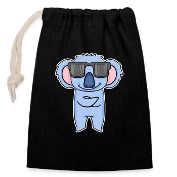 Koala mit Brille - Verschließbarer Geschenkbeutel aus Baumwolle (14x20cm) - Schwarz - Vorne