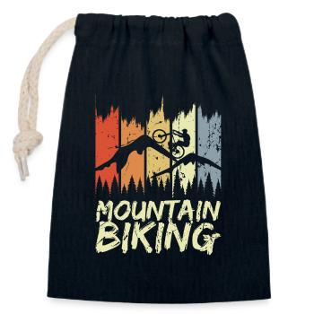 Vintage Mountain Biking - Closable cotton gift bag (14x20cm) - navy - Front
