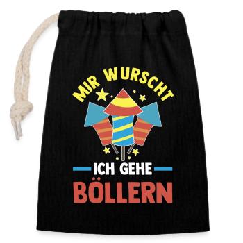 Neujahr Feuerwerk Silvester - Verschließbarer Geschenkbeutel aus Baumwolle (14x20cm) - Schwarz - Vorne
