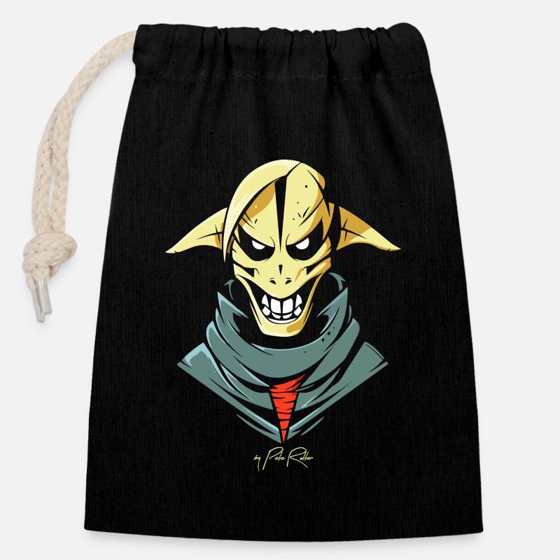5 éléments et un méchant monstre de science-fiction - Sac cadeau en coton avec cordon (14 x 20 cm) - noir