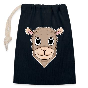 Lama Tierkopf Tier Kopf - Verschließbarer Geschenkbeutel aus Baumwolle (14x20cm) - Navy - Vorne