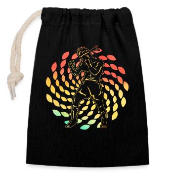 Muay Thaï - Sac cadeau en coton avec cordon (14 x 20 cm) - noir - Devant