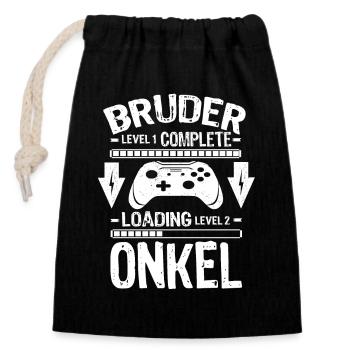 Bruder Level Complete Werdender Onkel Loading - Verschließbarer Geschenkbeutel aus Baumwolle (14x20cm) - Schwarz - Vorne