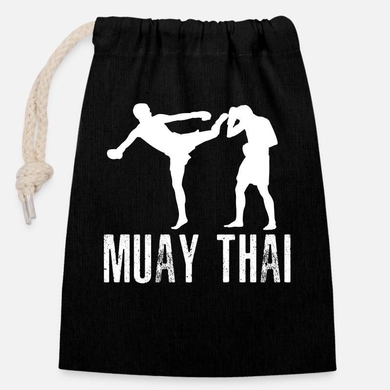 Muay Thai - Closable cotton gift bag (14x20cm) - black
