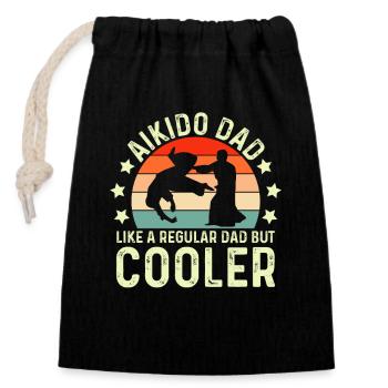 Aikido Papa wie ein normaler Papa, aber cooler - Verschließbarer Geschenkbeutel aus Baumwolle (14x20cm) - Schwarz - Vorne