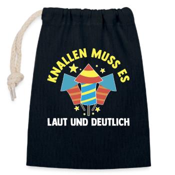 Neujahr Feuerwerk Silvester - Verschließbarer Geschenkbeutel aus Baumwolle (14x20cm) - Navy - Vorne
