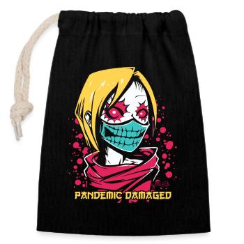 Pandemie-geschädigtes Manga-Anime-Zombie-Mädchen - Verschließbarer Geschenkbeutel aus Baumwolle (14x20cm) - Schwarz - Vorne