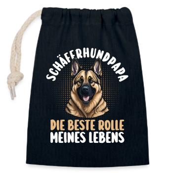 Papa Hundepapa Hund Deutscher Schäferhund - Verschließbarer Geschenkbeutel aus Baumwolle (14x20cm) - Navy - Vorne