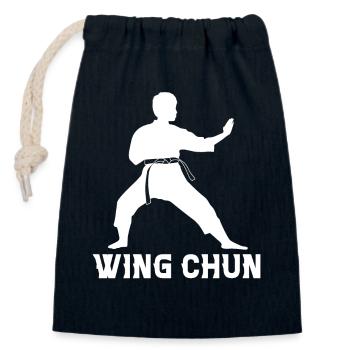 Wing Chun - Closable cotton gift bag (14x20cm) - navy - Front