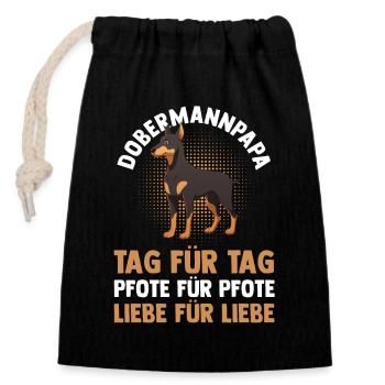 Hundepapa Dobermannpapa Herrchen Hund Dobermann - Verschließbarer Geschenkbeutel aus Baumwolle (14x20cm) - Schwarz - Vorne