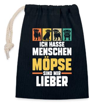 Mopsmama Hundemama Hund Mops - Verschließbarer Geschenkbeutel aus Baumwolle (14x20cm) - Navy - Vorne