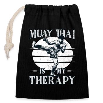 Muay Thai Boxing, Thai Boxer, Thai Boxing - Verschließbarer Geschenkbeutel aus Baumwolle (14x20cm) - Schwarz - Vorne
