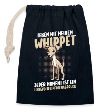 Hund Whippet - Verschließbarer Geschenkbeutel aus Baumwolle (14x20cm) - Navy - Vorne