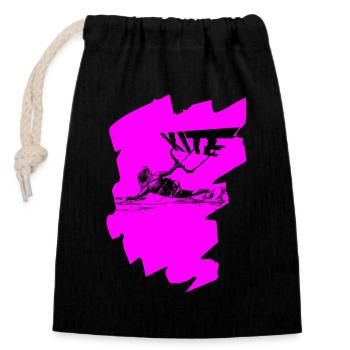 Pink Kite - Closable cotton gift bag (14x20cm) - black - Front