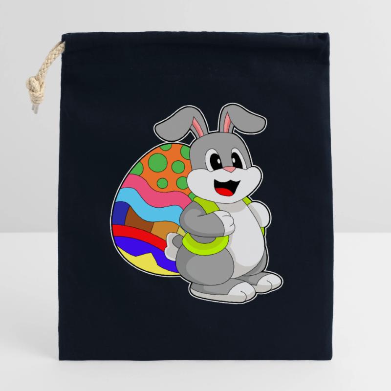 Sac à dos lapin Easter Easter Egg Sac cadeau en coton avec cordon (14 x 20 cm)