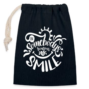 Be somebodys reason to smile - Closable cotton gift bag (14x20cm) - navy - Front