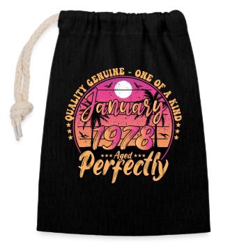 January 1978 Birthday 1978 January 1978 - Closable cotton gift bag (14x20cm) - black - Front