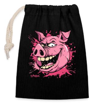A really mean pig - Closable cotton gift bag (14x20cm) - black - Front